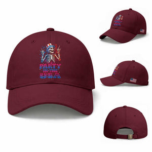 Funny Party In The USA Skeleton Rock Hand Baseball Cap 4th Of July Rocker Gift