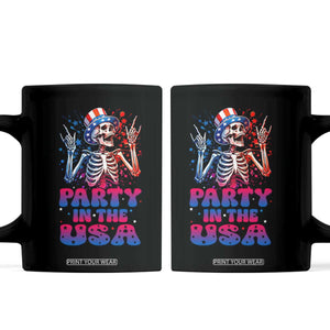 Funny Party In The USA Skeleton Rock Hand Coffee Mug 4th Of July Rocker Gift TS12 Black Print Your Wear
