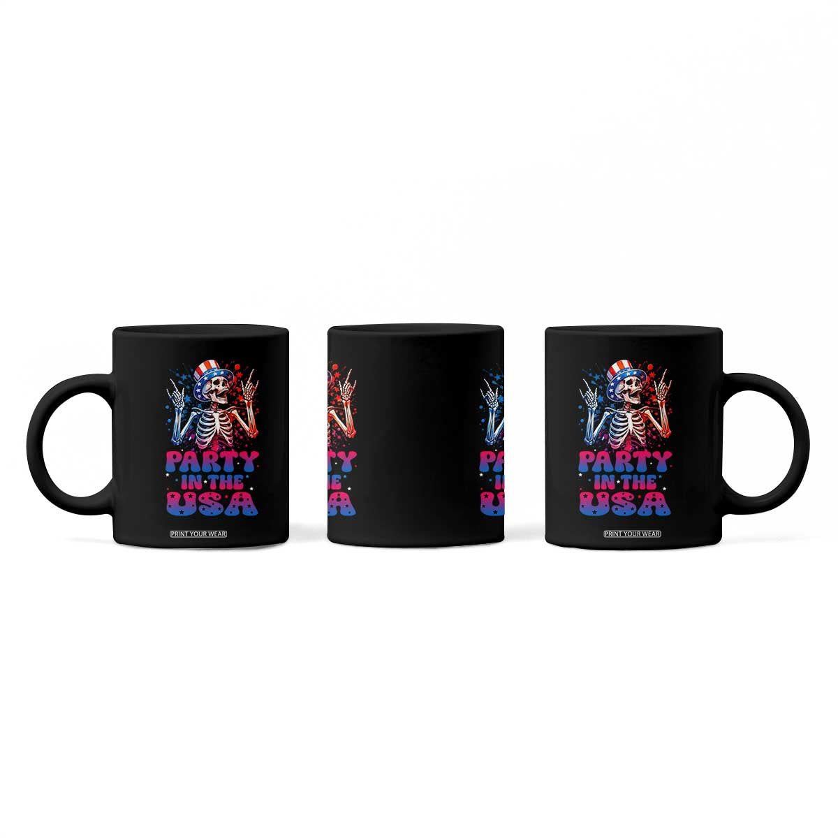 Funny Party In The USA Skeleton Rock Hand Coffee Mug 4th Of July Rocker Gift TS12 Print Your Wear
