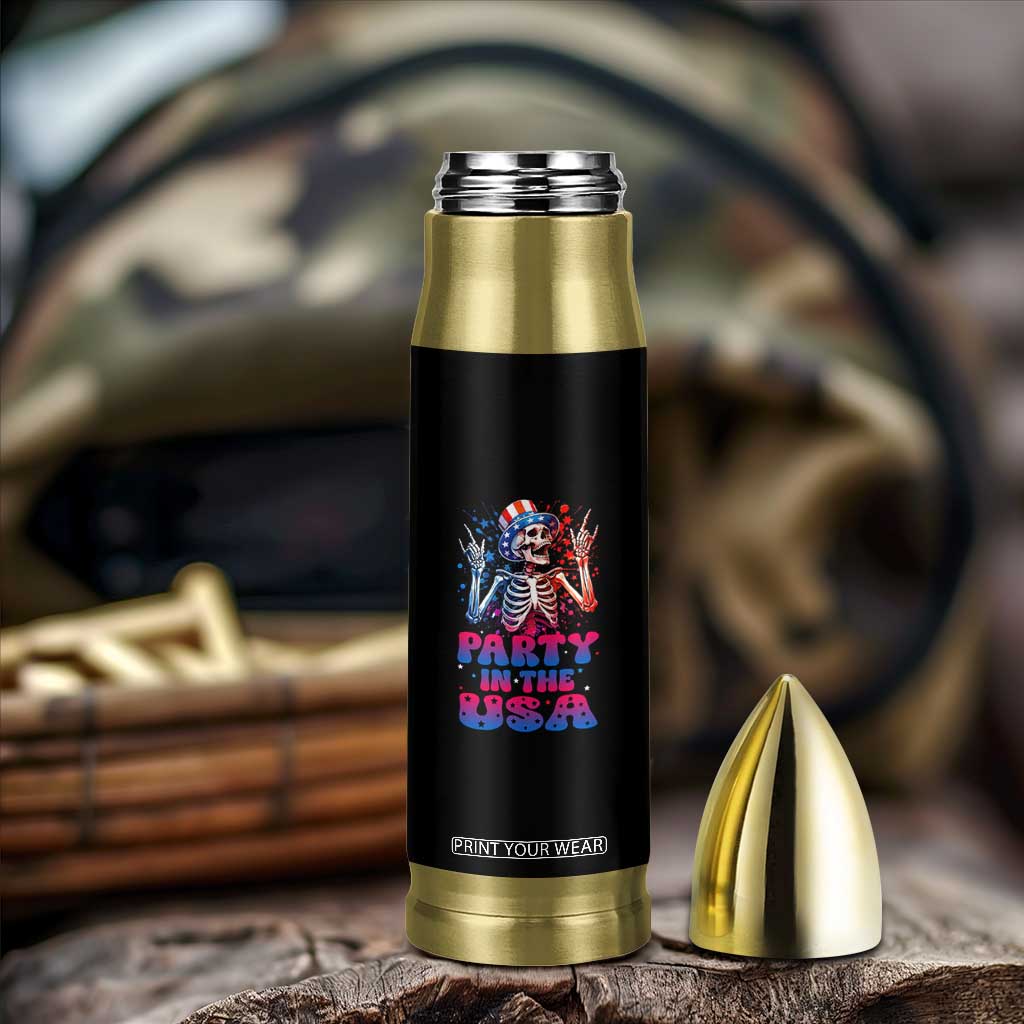 Funny Party In The USA Skeleton Rock Hand Bullet Tumbler 4th Of July Rocker Gift TS12 Print Your Wear