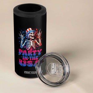 Funny Party In The USA Skeleton Rock Hand 4 in 1 Can Cooler Tumbler 4th Of July Rocker Gift TS12 Print Your Wear