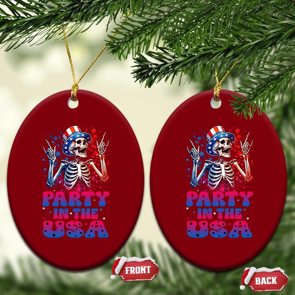 Funny Party In The USA Skeleton Rock Hand Ceramic Ornament 4th Of July Rocker Gift TS12 Print Your Wear