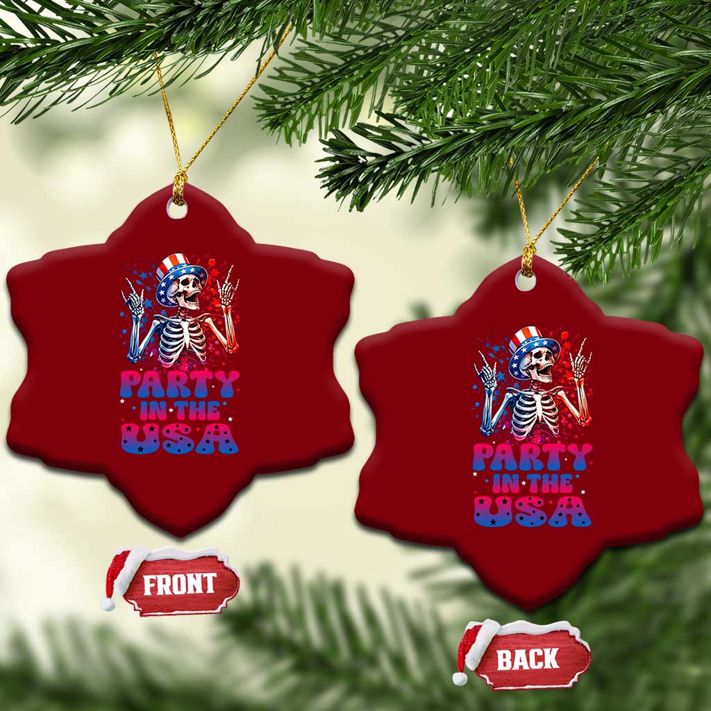 Funny Party In The USA Skeleton Rock Hand Ceramic Ornament 4th Of July Rocker Gift TS12 Print Your Wear