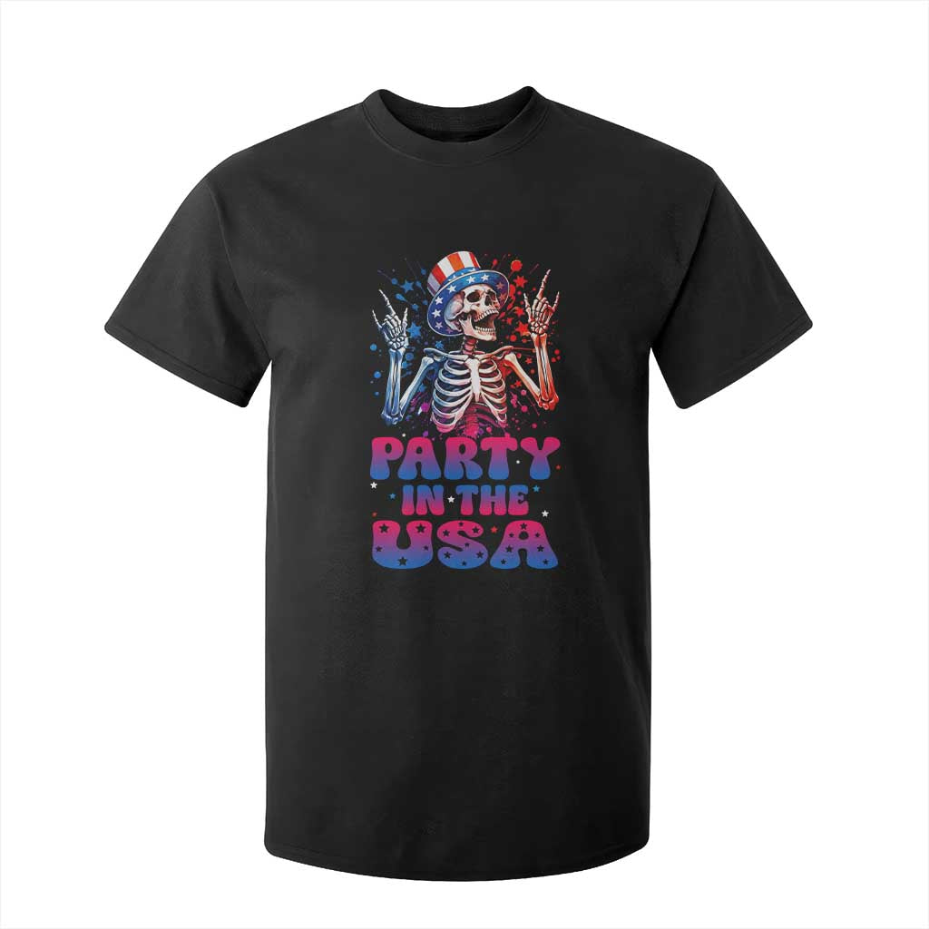 Funny Party In The USA Skeleton Rock Hand T Shirt For Kid 4th Of July Rocker Gift TS12 Black Print Your Wear