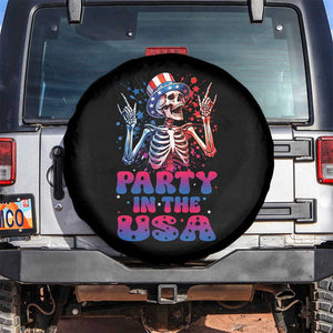 Funny Party In The USA Skeleton Rock Hand Spare Tire Cover 4th Of July Rocker Gift TS12 No hole Black Print Your Wear