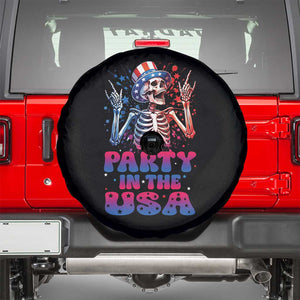 Funny Party In The USA Skeleton Rock Hand Spare Tire Cover 4th Of July Rocker Gift TS12 Black Print Your Wear