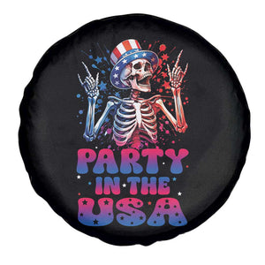 Funny Party In The USA Skeleton Rock Hand Spare Tire Cover 4th Of July Rocker Gift TS12 Print Your Wear