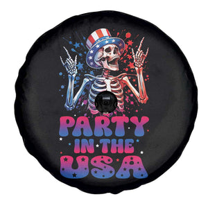 Funny Party In The USA Skeleton Rock Hand Spare Tire Cover 4th Of July Rocker Gift TS12 Print Your Wear