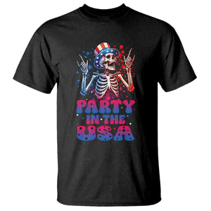 Funny Party In The USA Skeleton Rock Hand T Shirt 4th Of July Rocker Gift TS12 Black Print Your Wear
