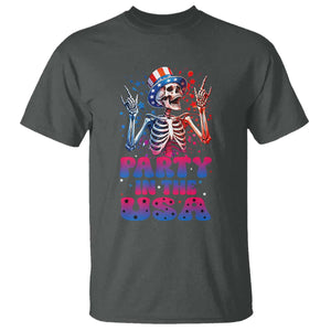 Funny Party In The USA Skeleton Rock Hand T Shirt 4th Of July Rocker Gift TS12 Dark Heather Print Your Wear