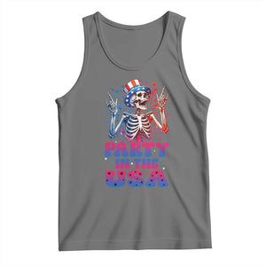 Funny Party In The USA Skeleton Rock Hand Tank Top 4th Of July Rocker Gift TS12 Black Heather Print Your Wear