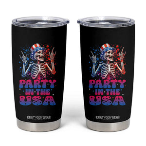 Funny Party In The USA Skeleton Rock Hand Tumbler Cup 4th Of July Rocker Gift