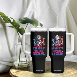 Funny Party In The USA Skeleton Rock Hand Tumbler With Handle 4th Of July Rocker Gift TS12 Print Your Wear