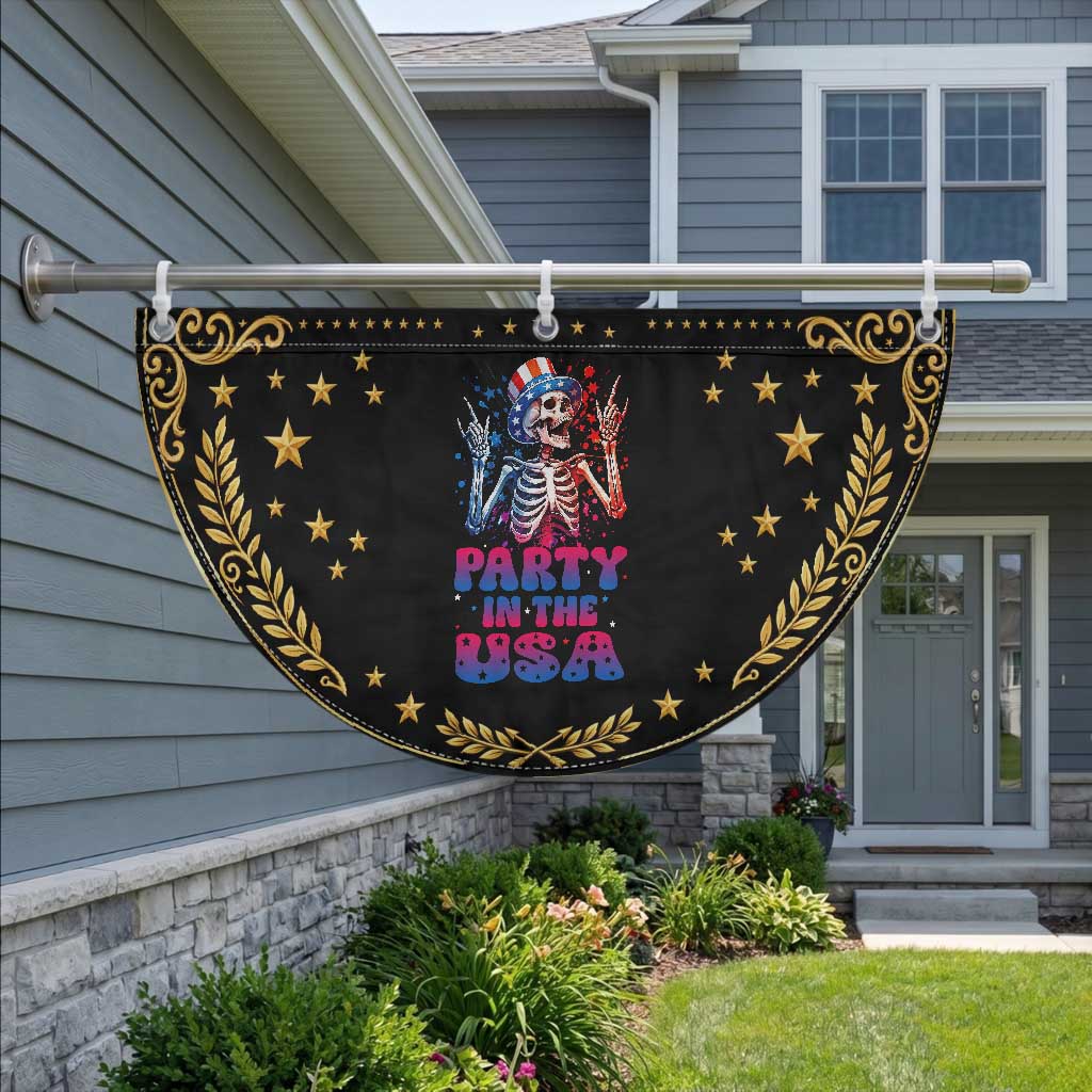 Funny Party In The USA Skeleton Rock Hand Patriotic Fan Flag 4th Of July Rocker Gift