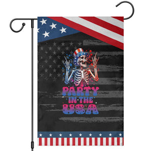 Funny Party In The USA Skeleton Rock Hand Patriotic Garden Flag 4th Of July Rocker Gift TS12 Distressed Black Blue Print Your Wear