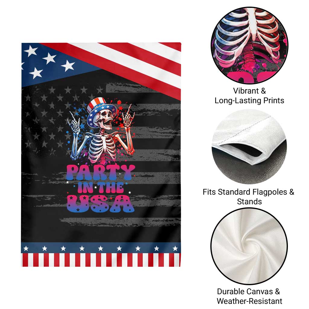 Funny Party In The USA Skeleton Rock Hand Patriotic Garden Flag 4th Of July Rocker Gift TS12 Print Your Wear