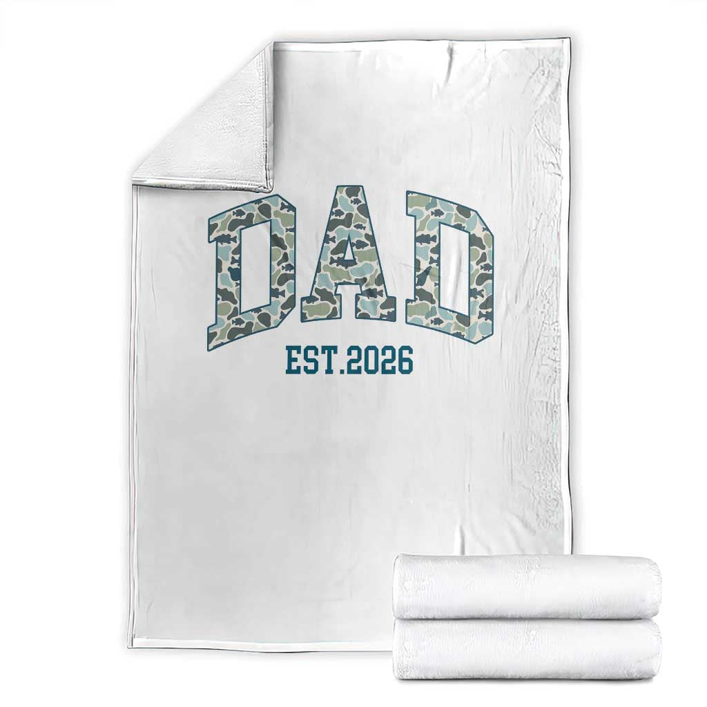 Promoted To Dad Est 2026 Throw Blanket Camo Fishing New Dad Gift TS12 White Print Your Wear