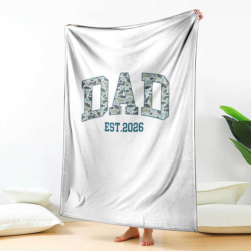 Promoted To Dad Est 2026 Throw Blanket Camo Fishing New Dad Gift TS12 Print Your Wear