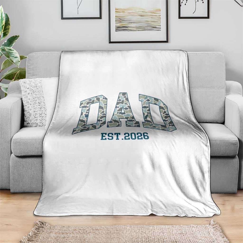 Promoted To Dad Est 2026 Throw Blanket Camo Fishing New Dad Gift TS12 Print Your Wear