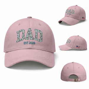 Promoted To Dad Est 2026 Baseball Cap Camo Fishing New Dad Gift TS12 Baseball Cap Universal Fit Light Pink Print Your Wear
