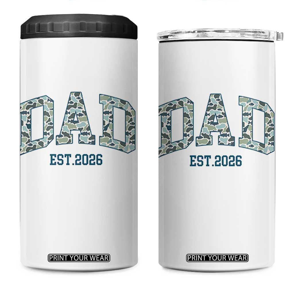 Promoted To Dad Est 2026 4 in 1 Can Cooler Tumbler Camo Fishing New Dad Gift TS12 One Size: 16 oz White Print Your Wear
