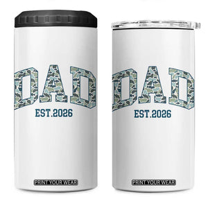Promoted To Dad Est 2026 4 in 1 Can Cooler Tumbler Camo Fishing New Dad Gift TS12 One Size: 16 oz White Print Your Wear
