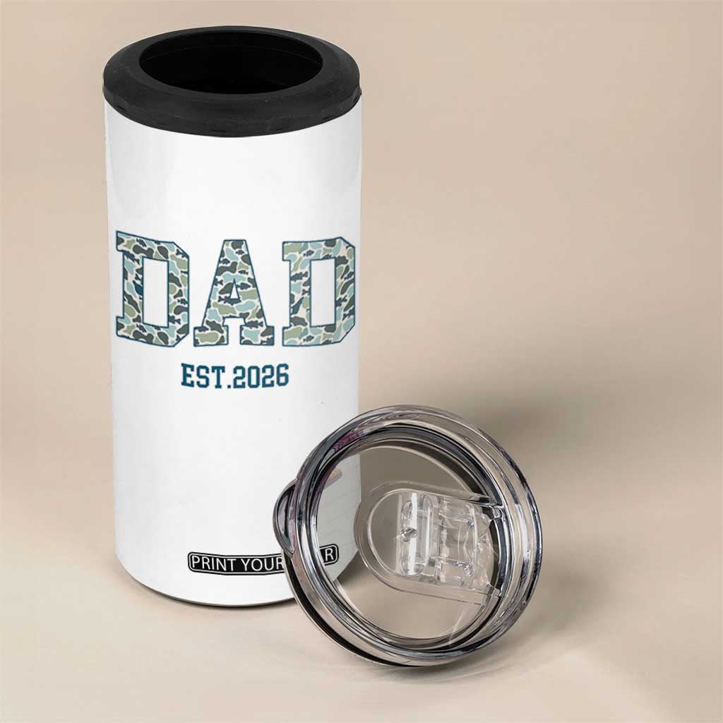 Promoted To Dad Est 2026 4 in 1 Can Cooler Tumbler Camo Fishing New Dad Gift TS12 Print Your Wear
