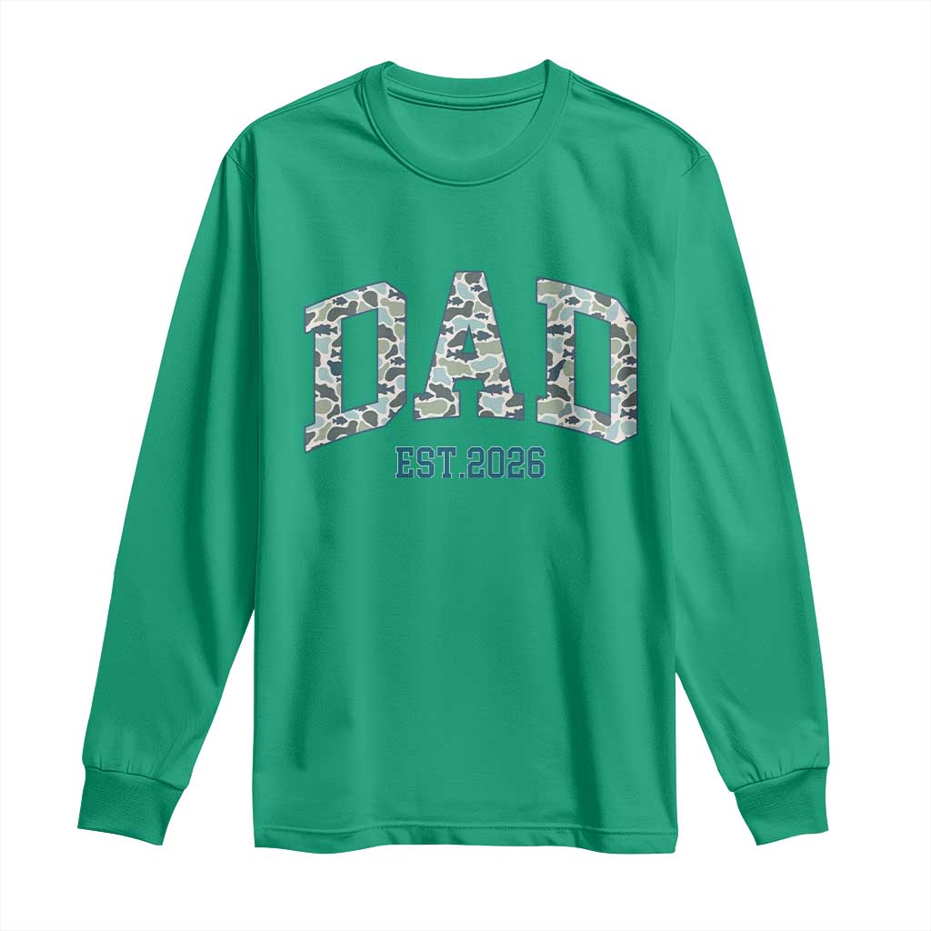 Promoted To Dad Est 2026 Long Sleeve Shirt Camo Fishing New Dad Gift TS12 Irish Green Print Your Wear