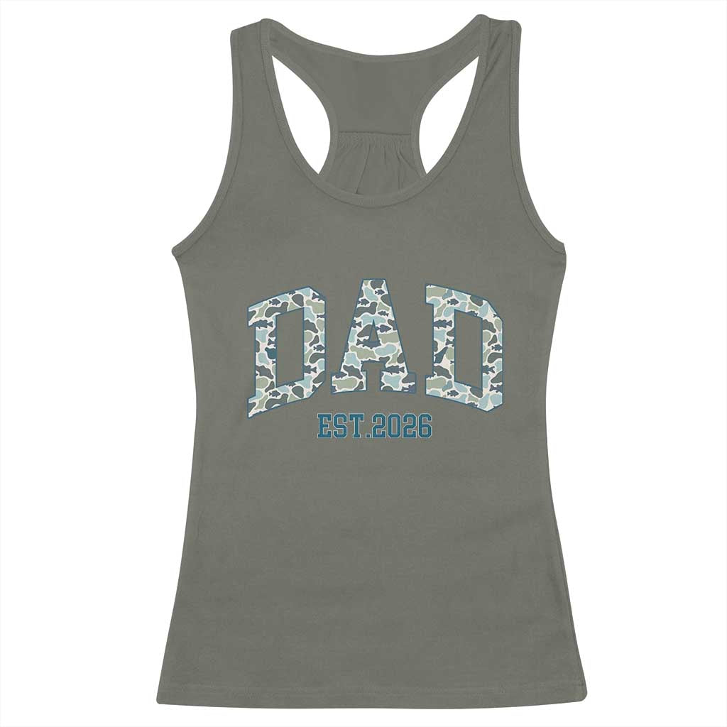 Promoted To Dad Est 2026 Racerback Tank Top Camo Fishing New Dad Gift TS12 Military Green Print Your Wear