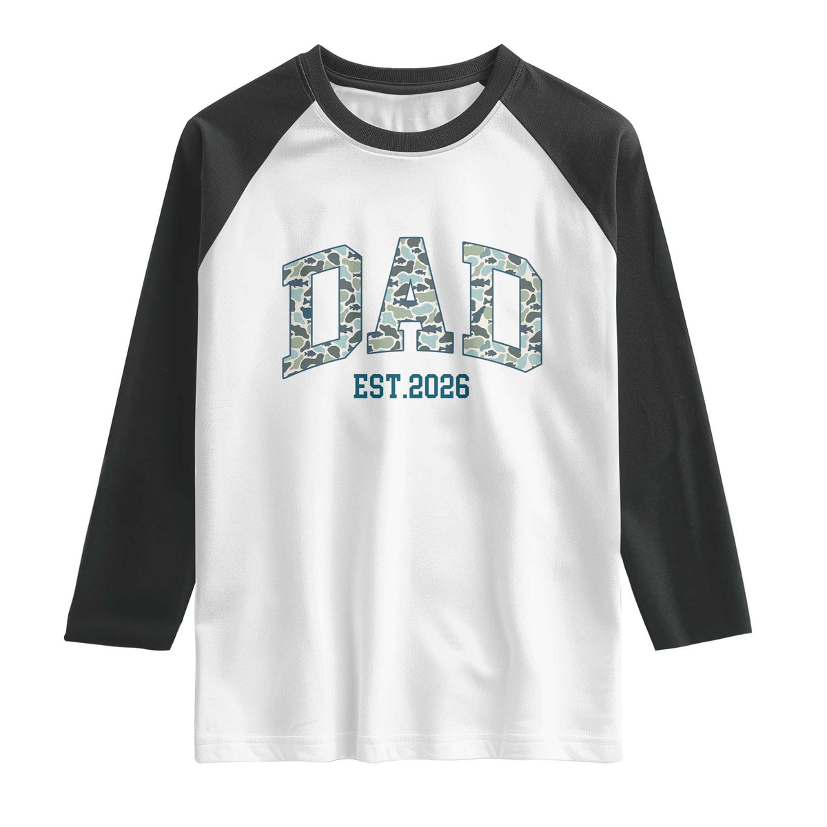 Promoted To Dad Est 2026 Raglan Shirt Camo Fishing New Dad Gift TS12 White Black Print Your Wear