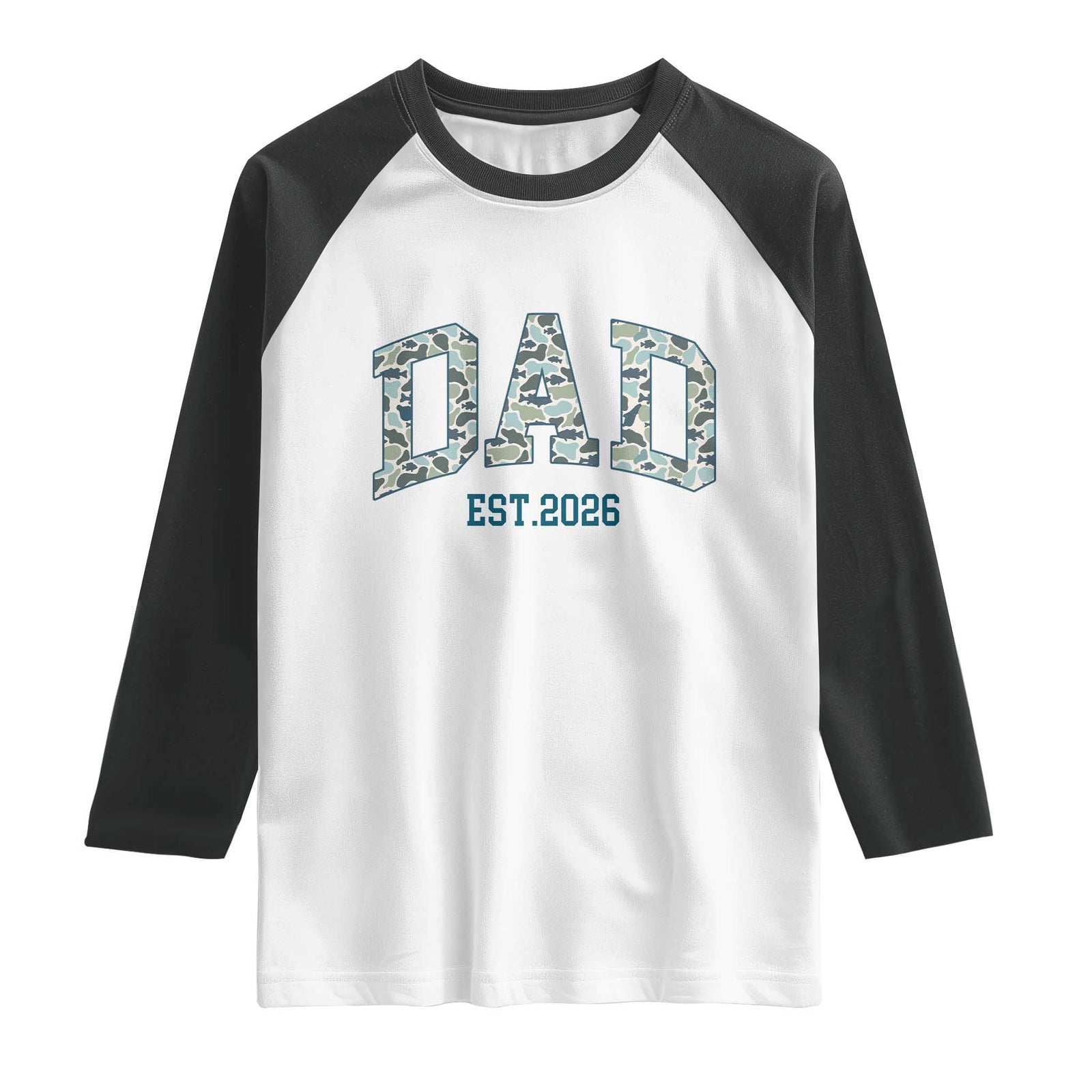 Promoted To Dad Est 2026 Raglan Shirt Camo Fishing New Dad Gift TS12 White Black Print Your Wear