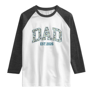 Promoted To Dad Est 2026 Raglan Shirt Camo Fishing New Dad Gift TS12 White Heather Charcoal Print Your Wear
