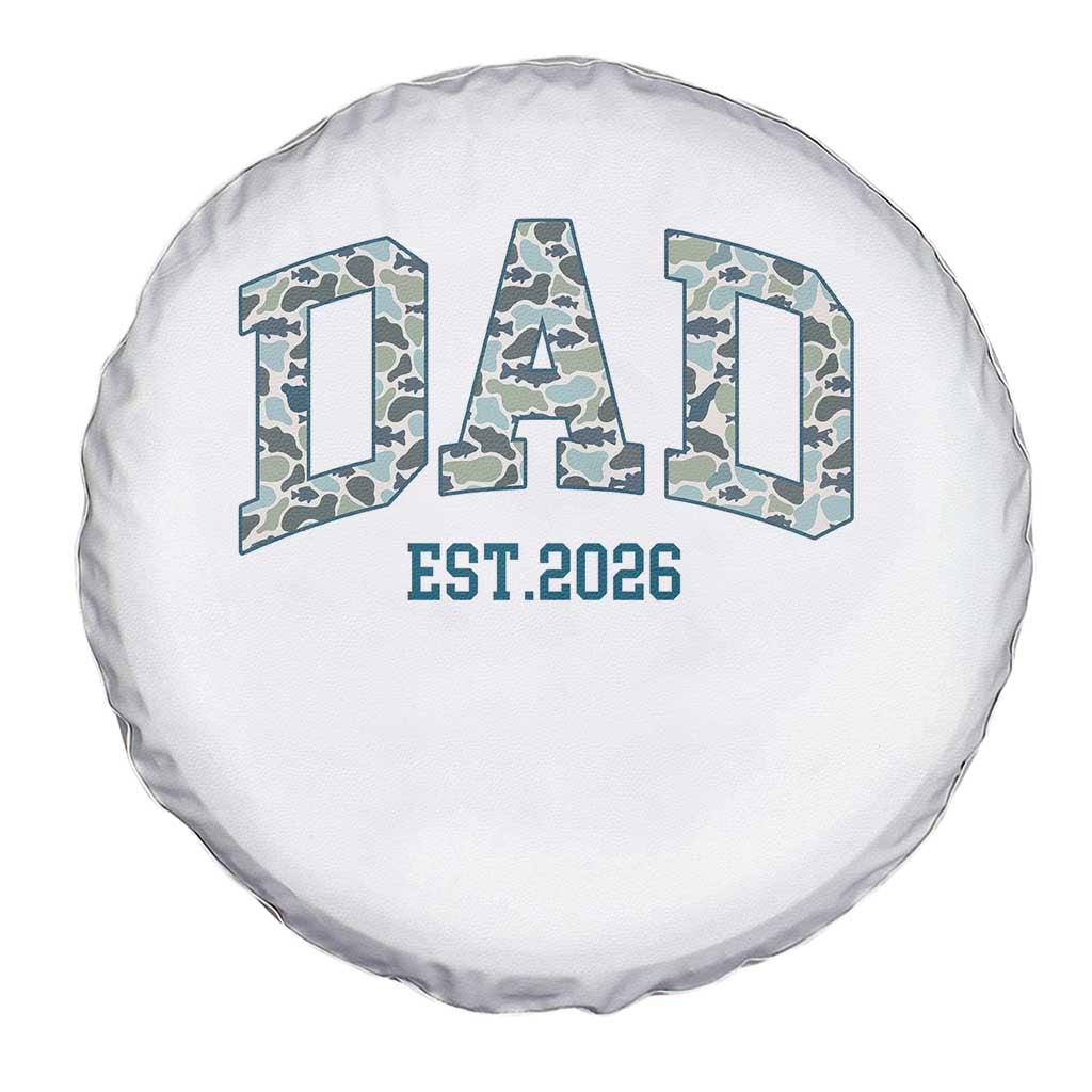 Promoted To Dad Est 2026 Spare Tire Cover Camo Fishing New Dad Gift TS12 Print Your Wear