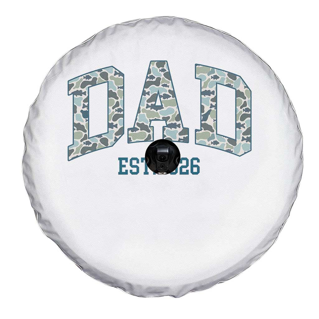 Promoted To Dad Est 2026 Spare Tire Cover Camo Fishing New Dad Gift TS12 Print Your Wear