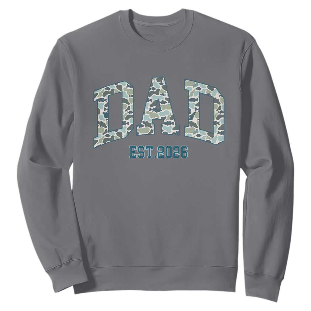 Promoted To Dad Est 2026 Sweatshirt Camo Fishing New Dad Gift TS12 Charcoal Print Your Wear