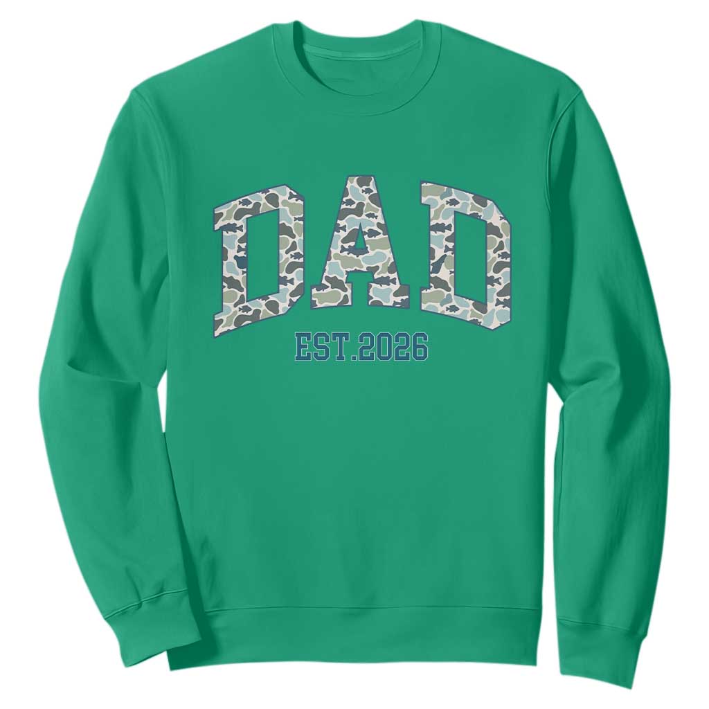 Promoted To Dad Est 2026 Sweatshirt Camo Fishing New Dad Gift TS12 Irish Green Print Your Wear
