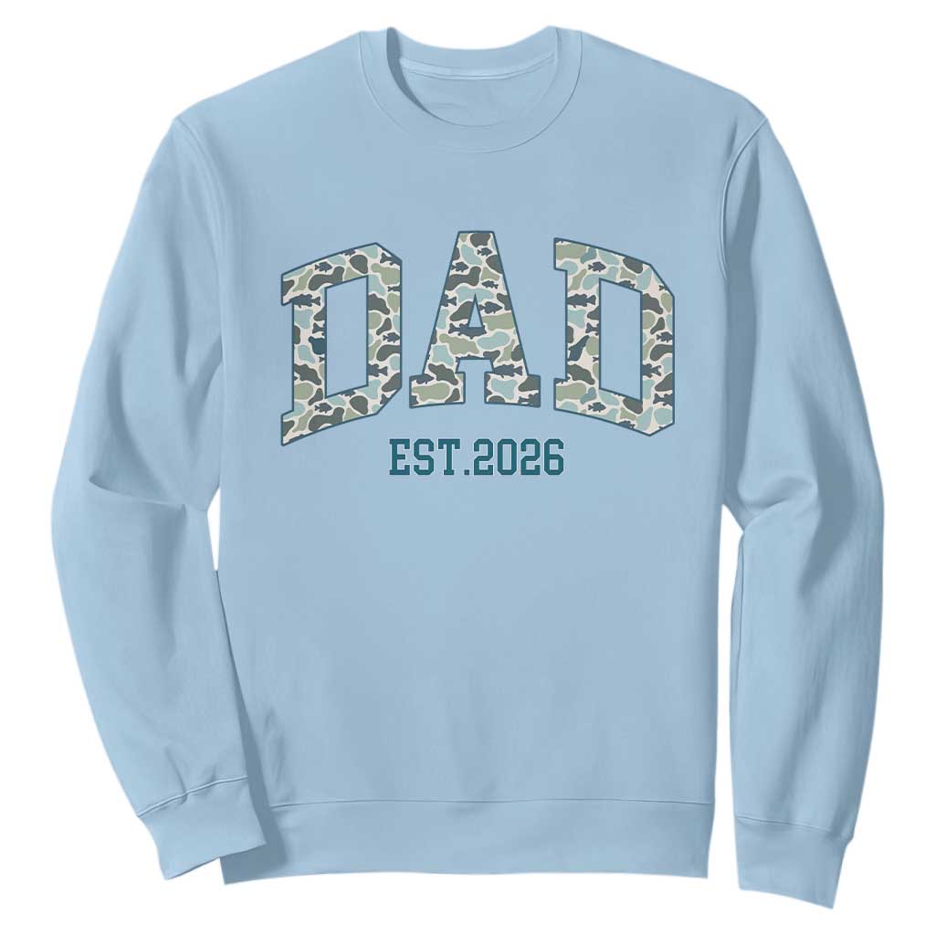 Promoted To Dad Est 2026 Sweatshirt Camo Fishing New Dad Gift TS12 Light Blue Print Your Wear