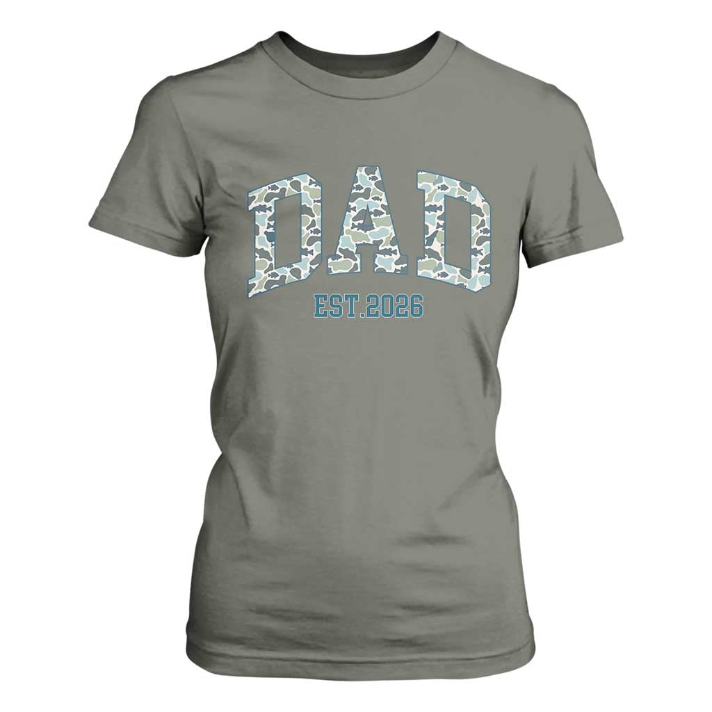 Promoted To Dad Est 2026 T Shirt For Women Camo Fishing New Dad Gift TS12 Military Green Print Your Wear