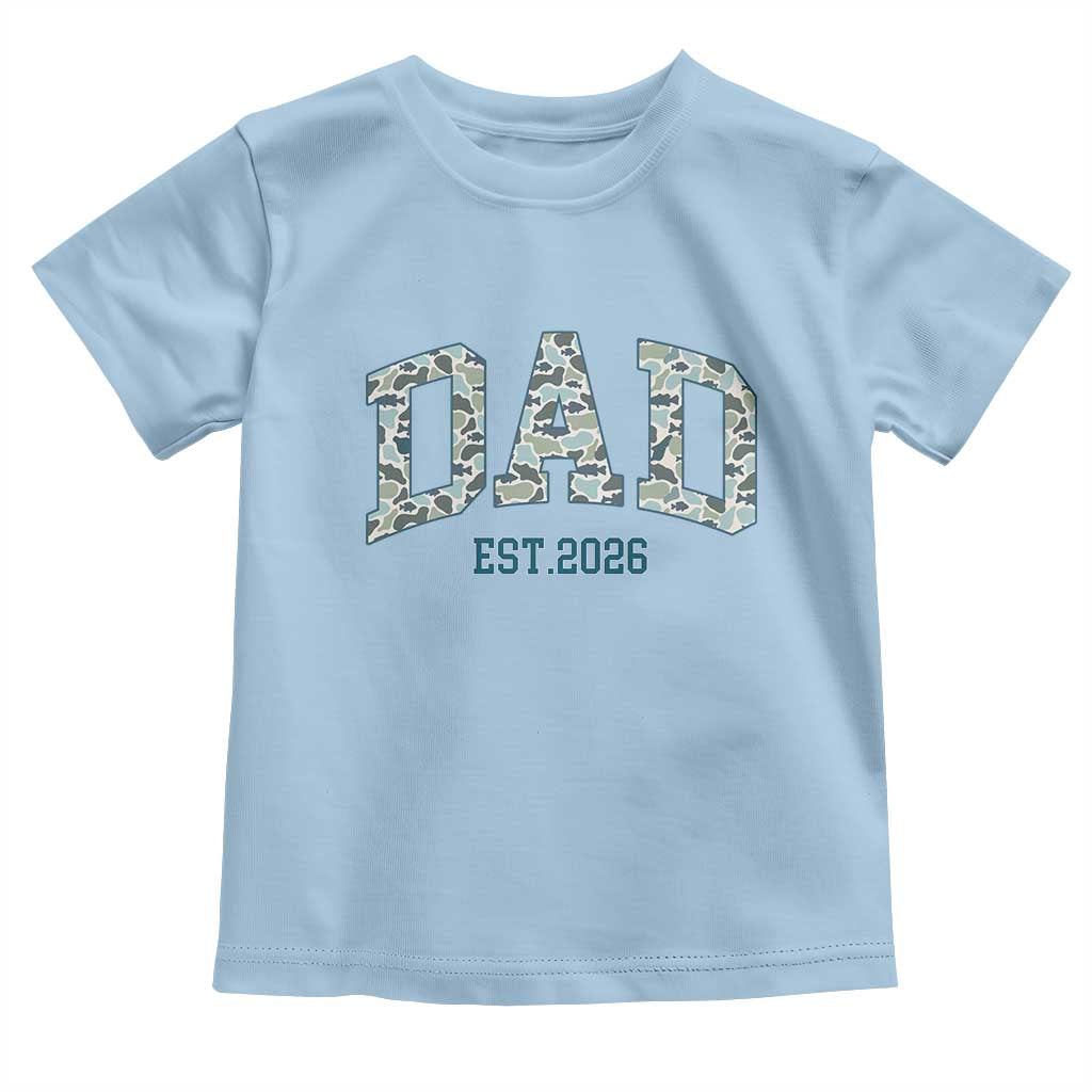 Promoted To Dad Est 2026 Toddler T Shirt Camo Fishing New Dad Gift TS12 Light Blue Print Your Wear