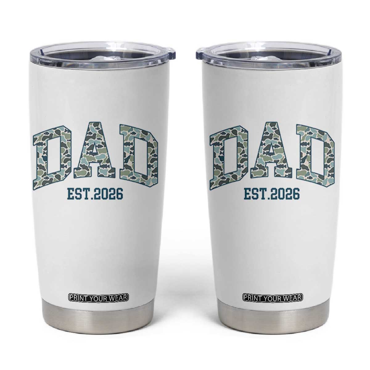 Promoted To Dad Est 2026 Tumbler Cup Camo Fishing New Dad Gift