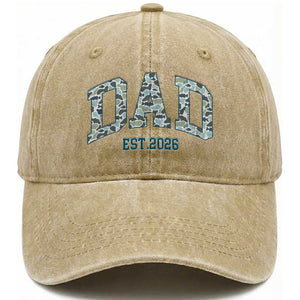 Promoted To Dad Est 2026 Washed Cotton Baseball Cap Camo Fishing New Dad Gift