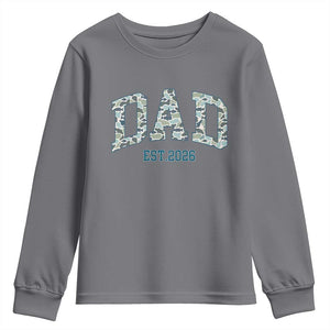 Promoted To Dad Est 2026 Youth Sweatshirt Camo Fishing New Dad Gift TS12 Charcoal Print Your Wear