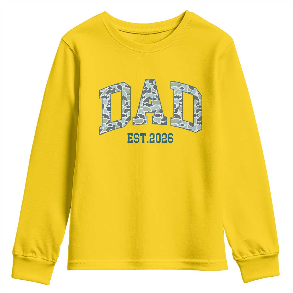 Promoted To Dad Est 2026 Youth Sweatshirt Camo Fishing New Dad Gift TS12 Daisy Print Your Wear