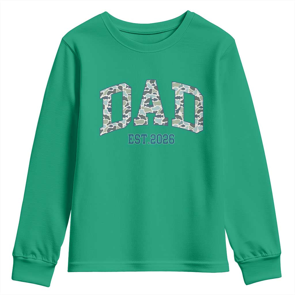 Promoted To Dad Est 2026 Youth Sweatshirt Camo Fishing New Dad Gift TS12 Irish Green Print Your Wear