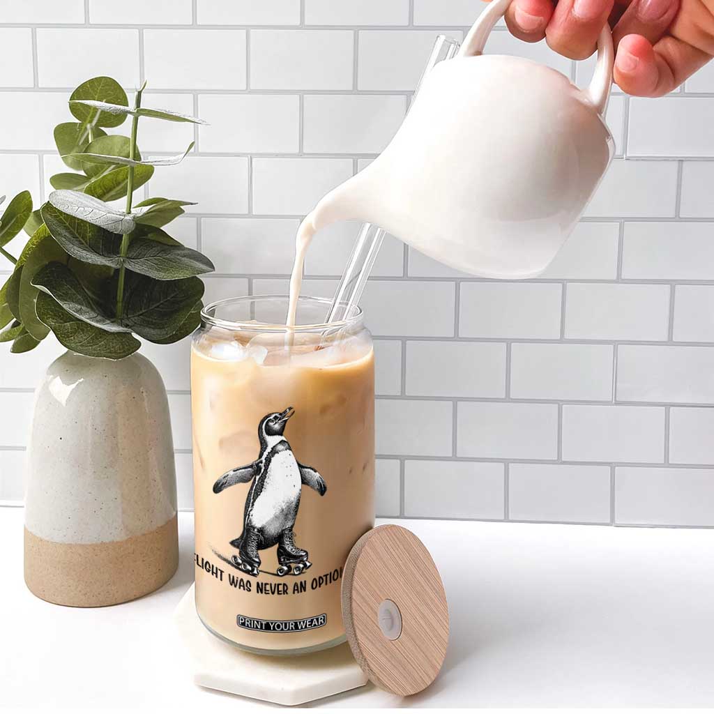 Flight Was Never An Option Glass Can Funny Penguin Roller Skates