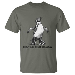 Flight Was Never An Option T Shirt Funny Penguin Roller Skates
