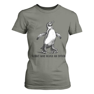 Flight Was Never An Option T Shirt For Women Funny Penguin Roller Skates