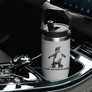 Flight Was Never An Option Flip Straw Tumbler Funny Penguin Roller Skates