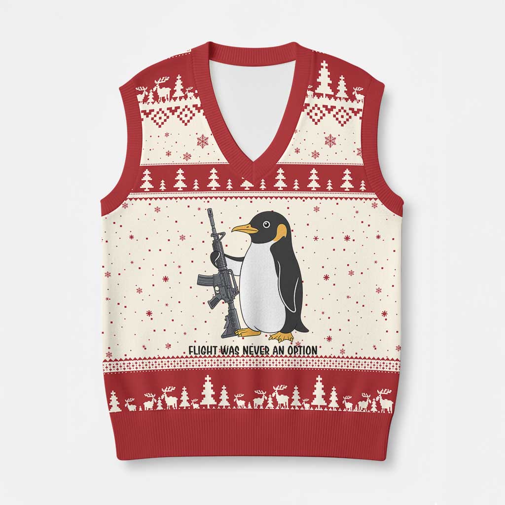 Funny Penguin Lover Gift V-Neck Knit Sweater Vest Flight Was Never An Option TS12 Beige Red Print Your Wear
