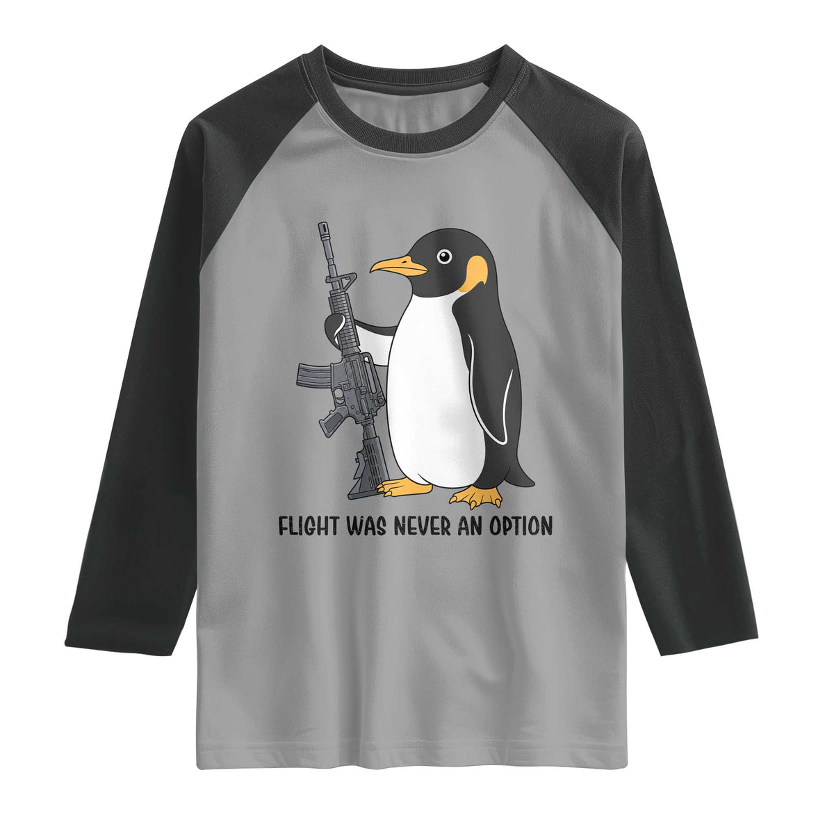 Funny Penguin Lover Gift Raglan Shirt Flight Was Never An Option